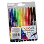 Khoki Brush Tip Watercolour Pens - 10 Piece, assorted colours